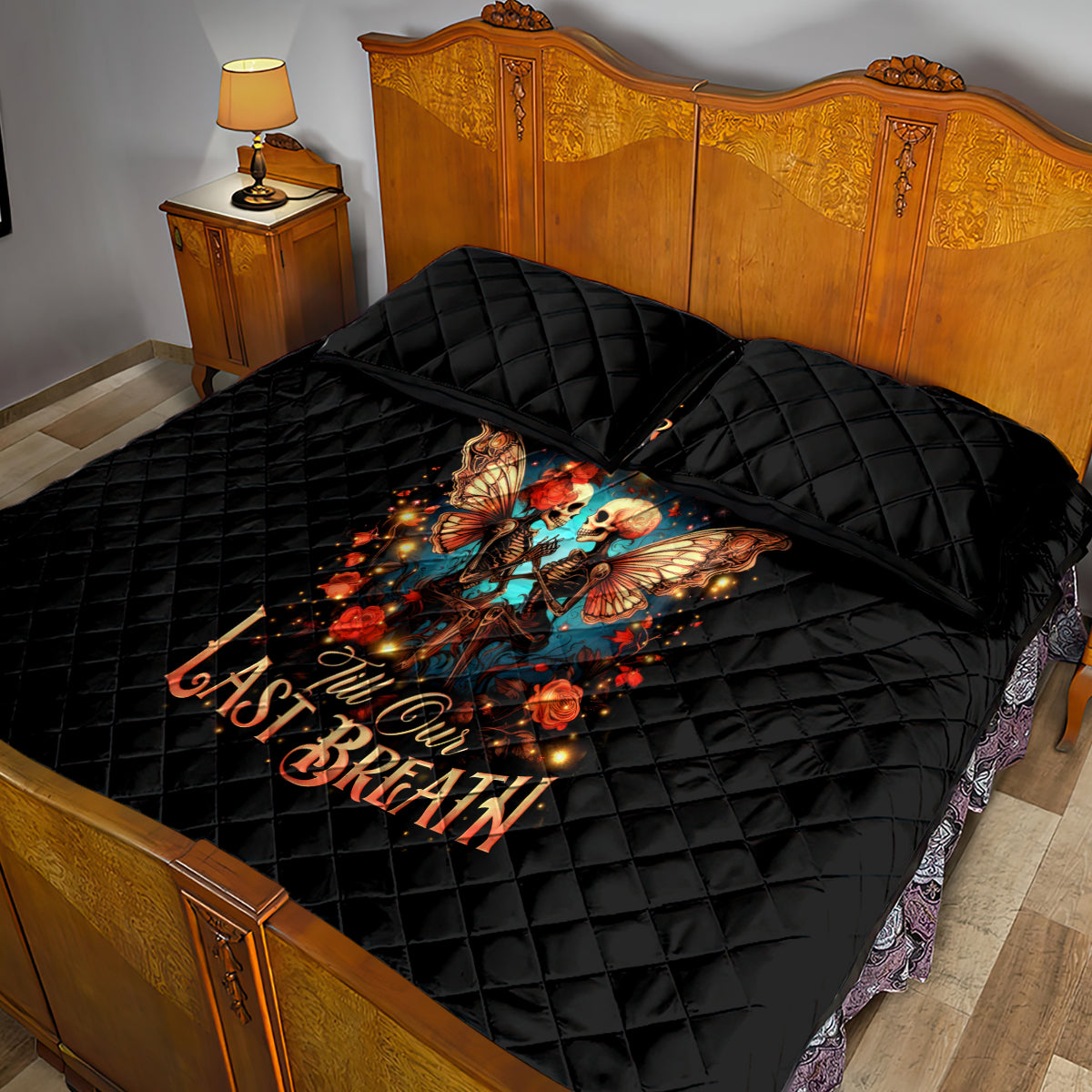 Couple Skull Quilt Bed Set From Our First Kiss Till Our Last Breath - Wonder Print Shop
