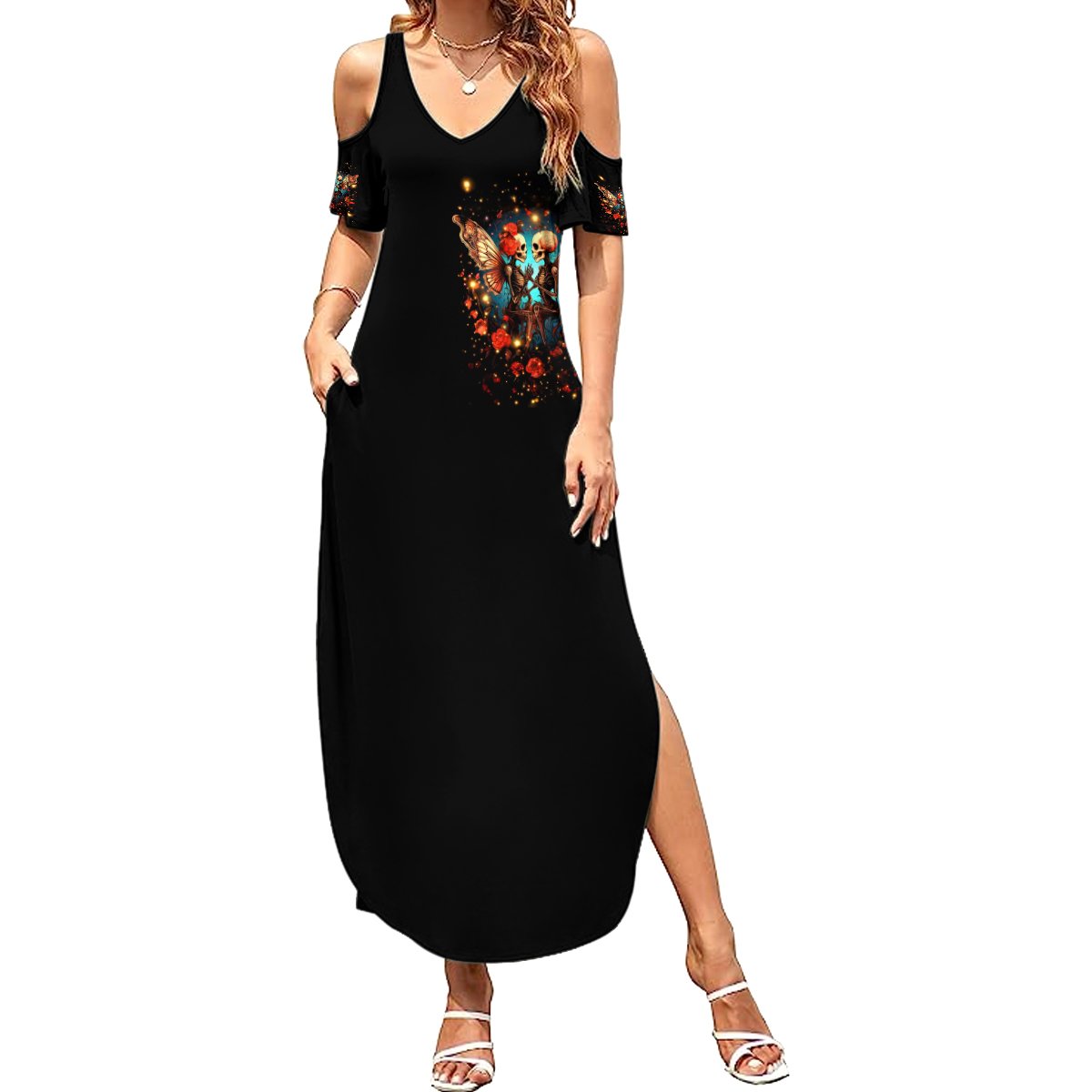 Couple Skull Summer Maxi Dress From Our First Kiss Till Our Last Breath - Wonder Print Shop