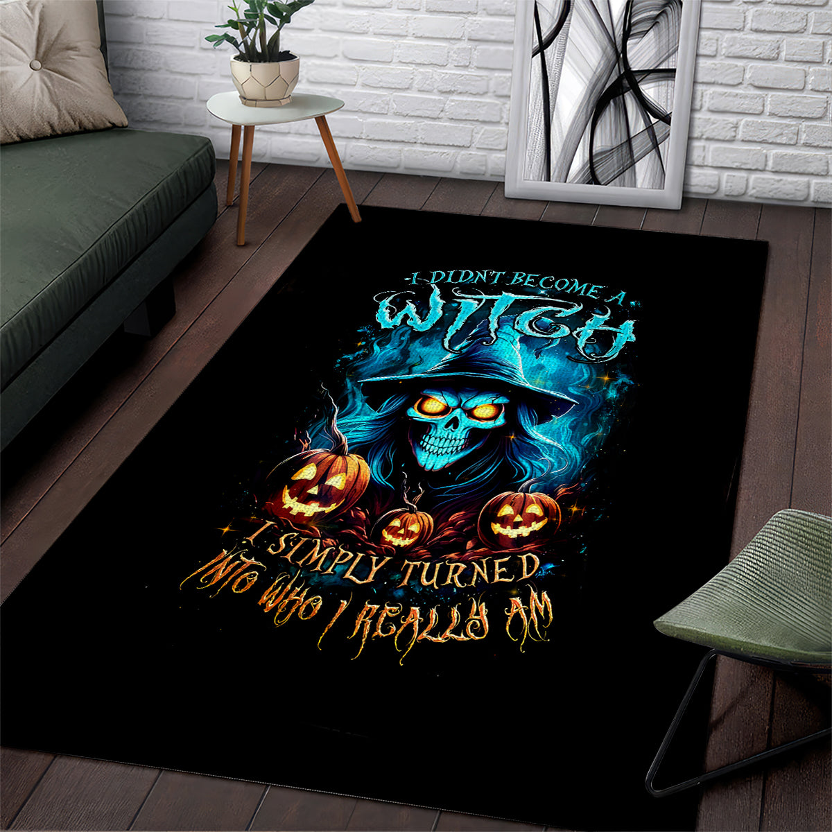 Witch Skull Halloween Area Rug I Didn't Becom A Witch - Wonder Print Shop