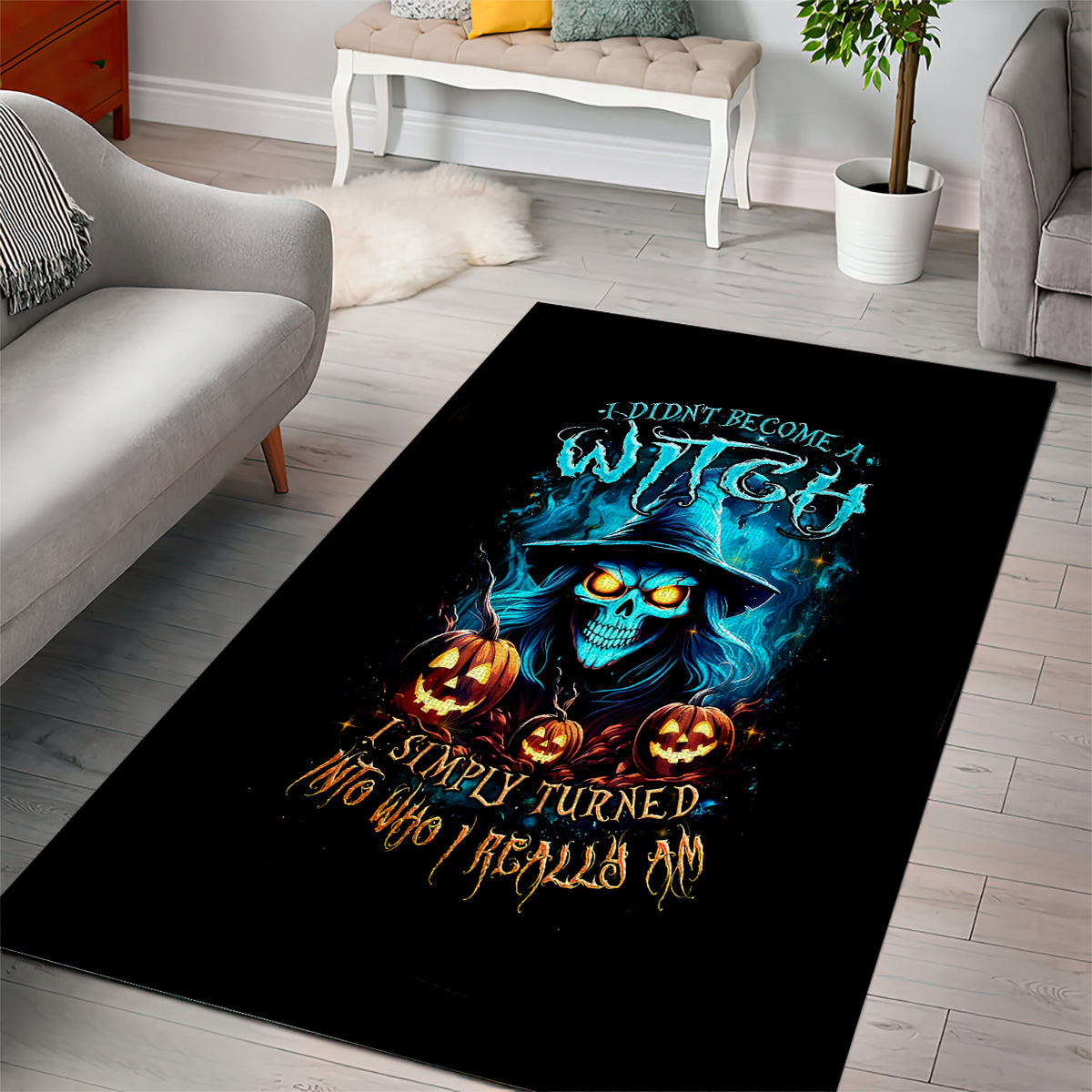 Witch Skull Halloween Area Rug I Didn't Becom A Witch - Wonder Print Shop