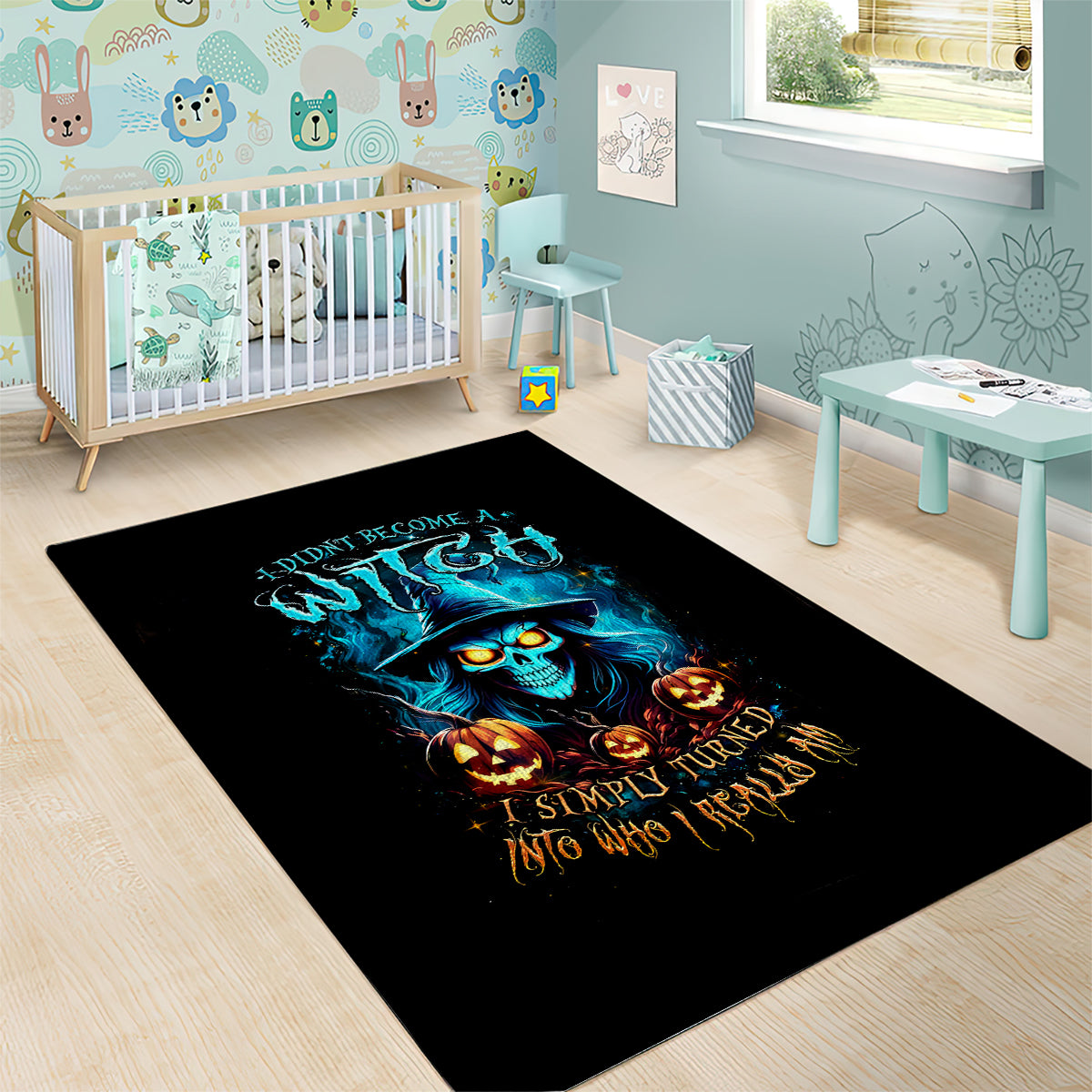 Witch Skull Halloween Area Rug I Didn't Becom A Witch - Wonder Print Shop