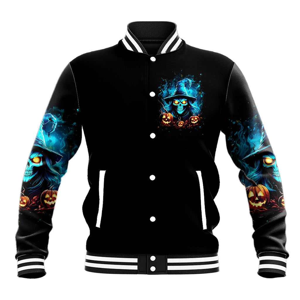 Witch Skull Halloween Baseball Jacket I Didn't Becom A Witch - Wonder Print Shop