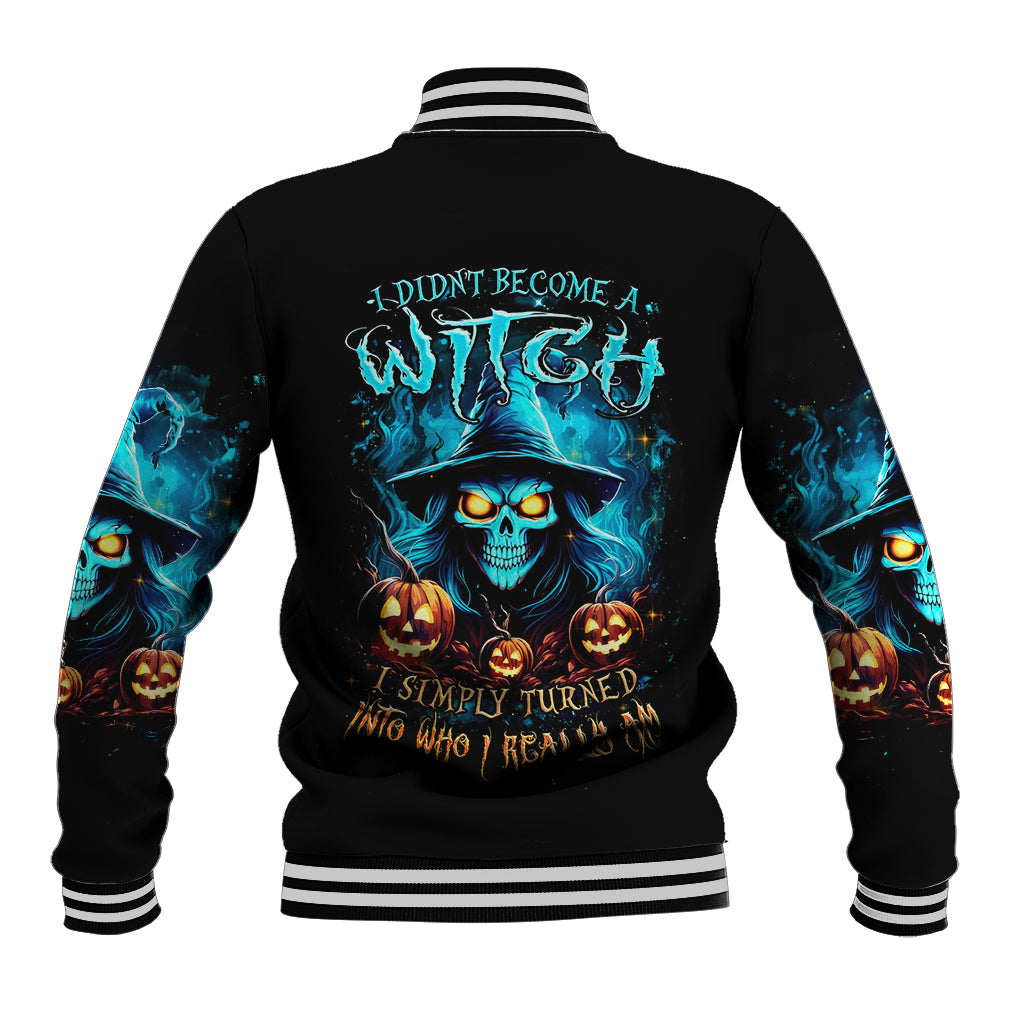 Witch Skull Halloween Baseball Jacket I Didn't Becom A Witch - Wonder Print Shop