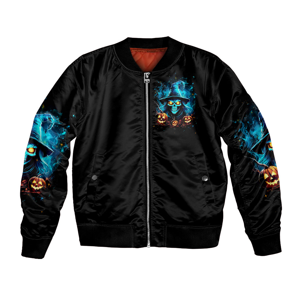 Witch Skull Halloween Bomber Jacket I Didn't Becom A Witch - Wonder Print Shop