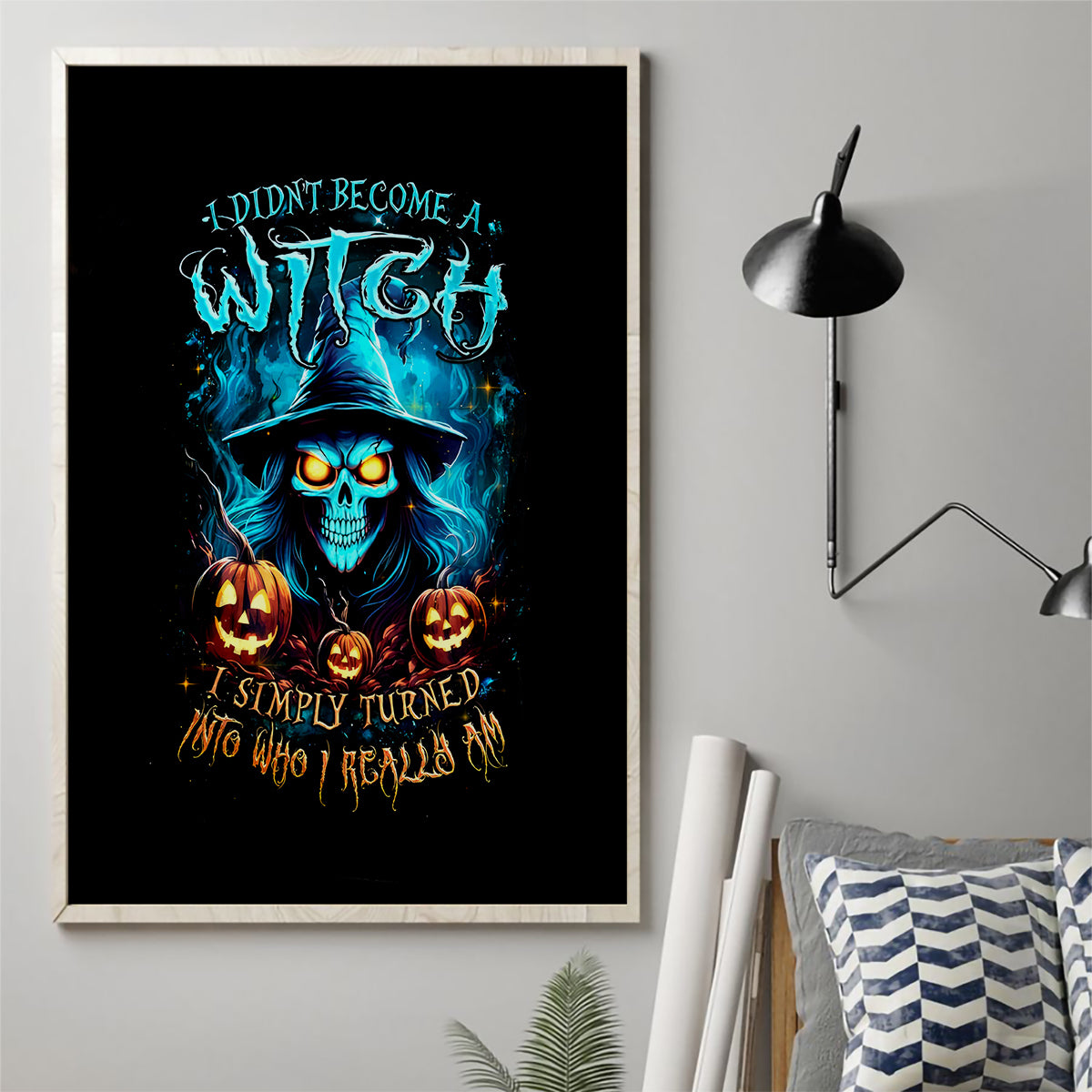 Witch Skull Halloween Canvas Wall Art I Didn't Becom A Witch - Wonder Print Shop