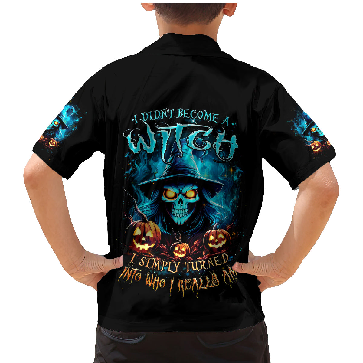Witch Skull Halloween Family Matching Mermaid Dress and Hawaiian Shirt I Didn't Becom A Witch - Wonder Print Shop