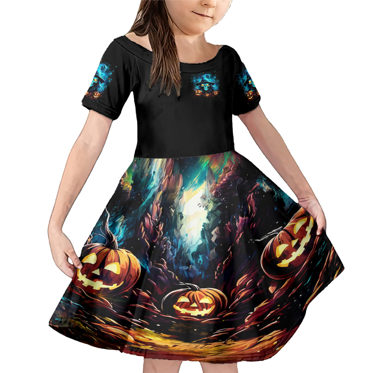 Witch Skull Halloween Family Matching Mermaid Dress and Hawaiian Shirt I Didn't Becom A Witch - Wonder Print Shop