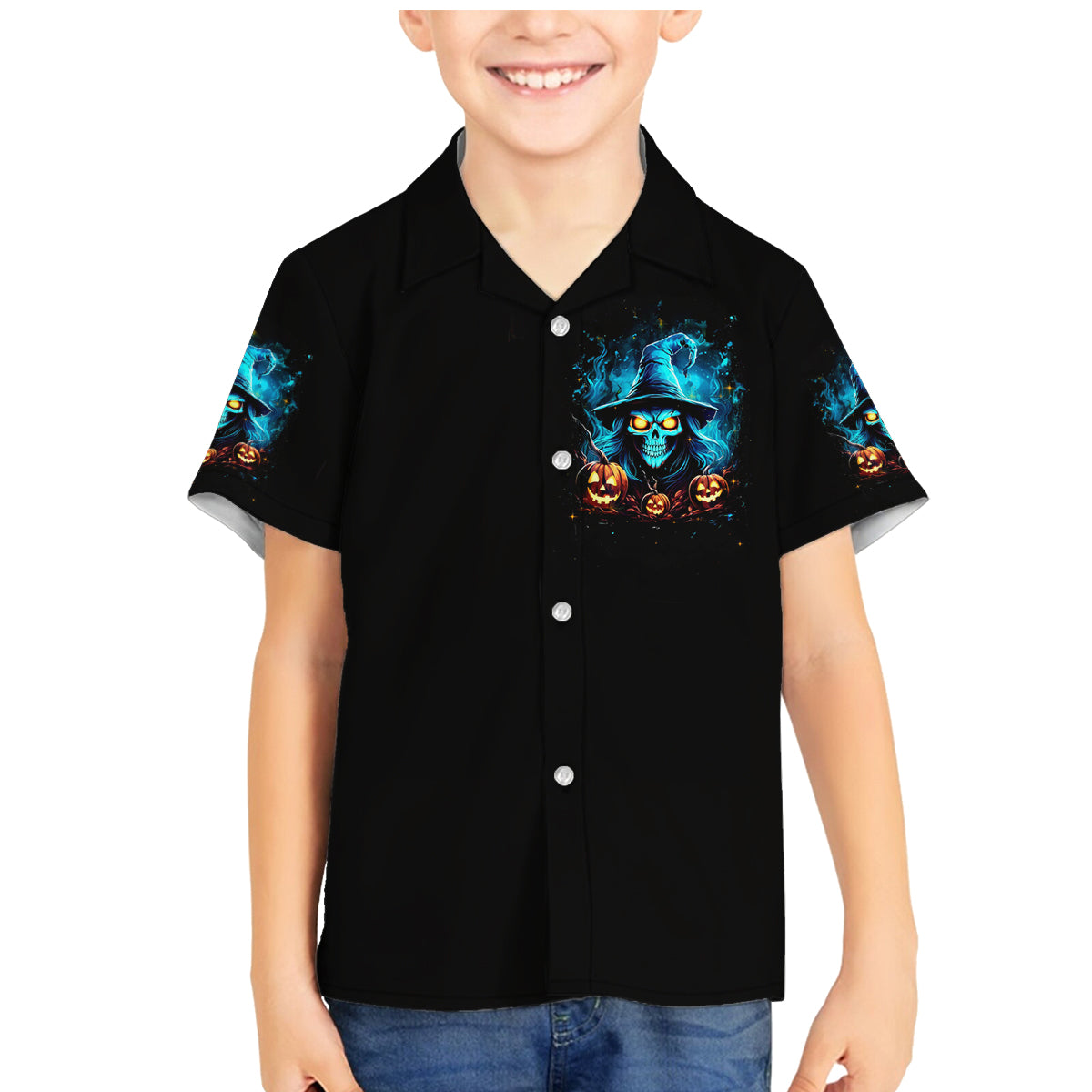 Witch Skull Halloween Family Matching Mermaid Dress and Hawaiian Shirt I Didn't Becom A Witch - Wonder Print Shop