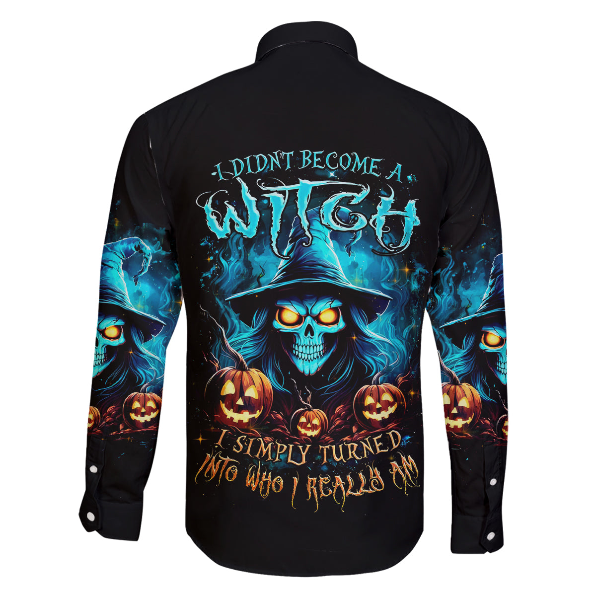 Witch Skull Halloween Family Matching Off Shoulder Short Dress and Hawaiian Shirt I Didn't Becom A Witch - Wonder Print Shop