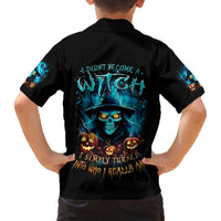 Witch Skull Halloween Family Matching Short Sleeve Bodycon Dress and Hawaiian Shirt I Didn't Becom A Witch - Wonder Print Shop