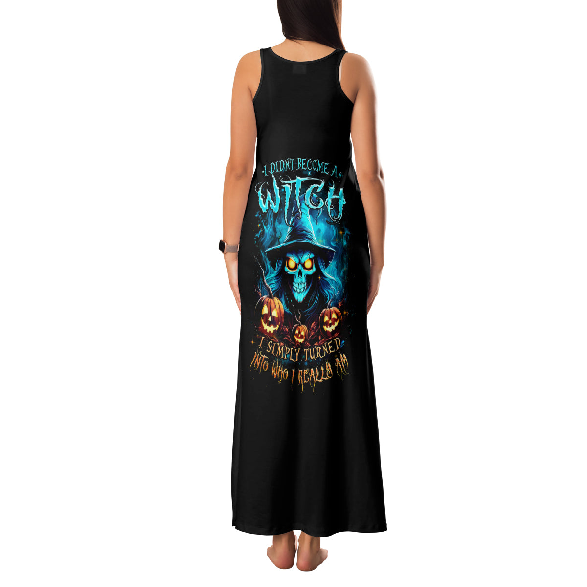 Witch Skull Halloween Family Matching Tank Maxi Dress and Hawaiian Shirt I Didn't Becom A Witch - Wonder Print Shop