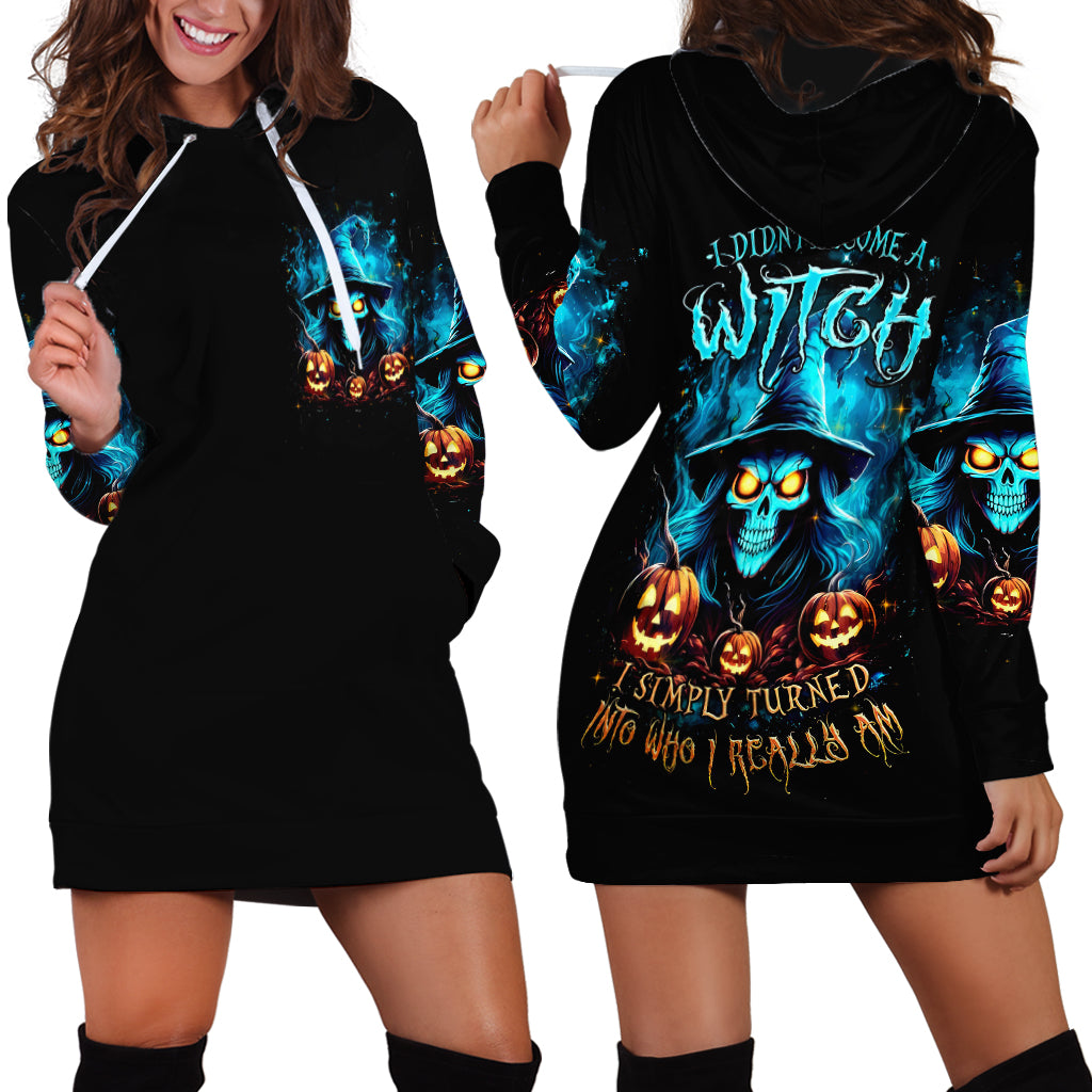 Witch Skull Halloween Hoodie Dress I Didn't Becom A Witch - Wonder Print Shop