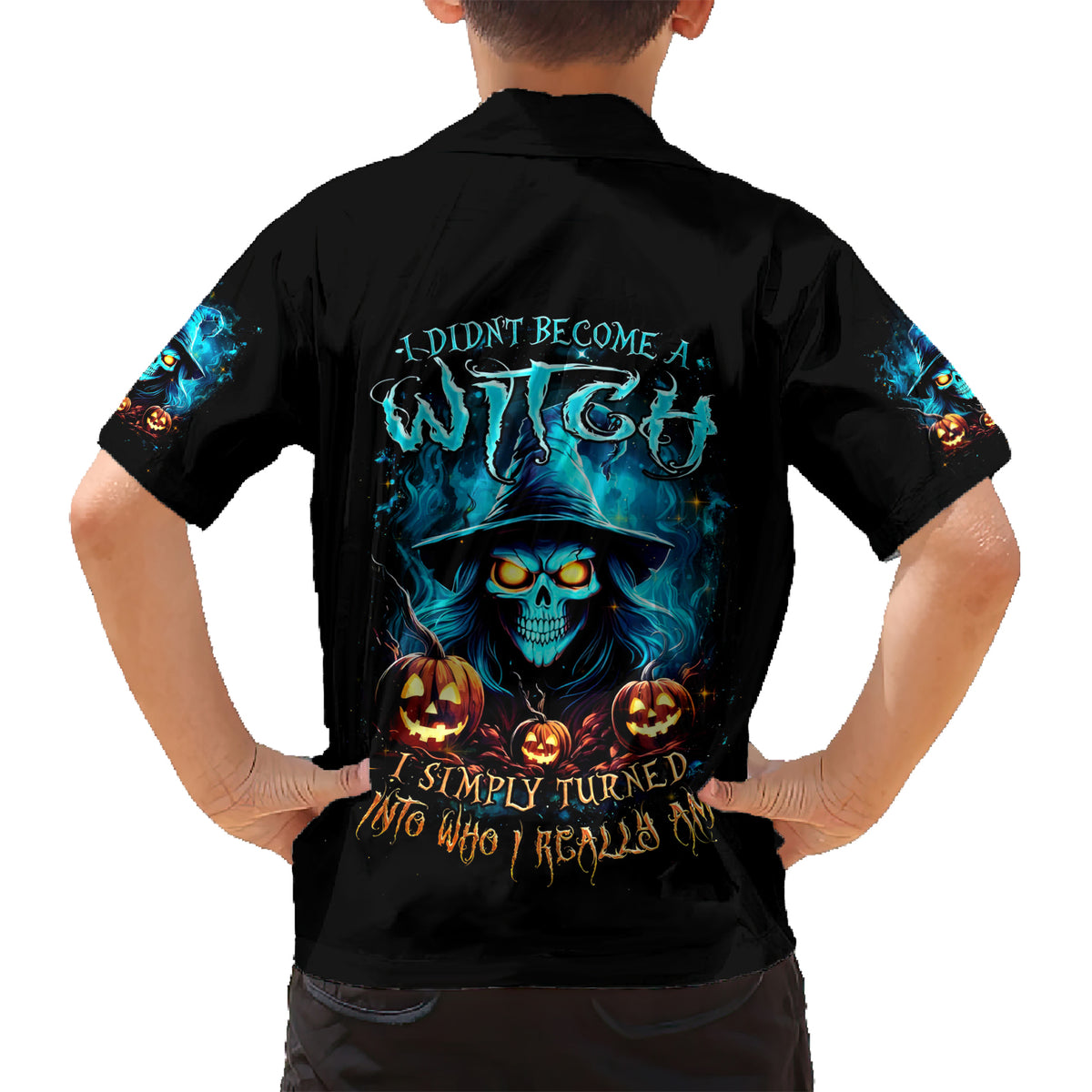 Witch Skull Halloween Kid Hawaiian Shirt I Didn't Becom A Witch - Wonder Print Shop