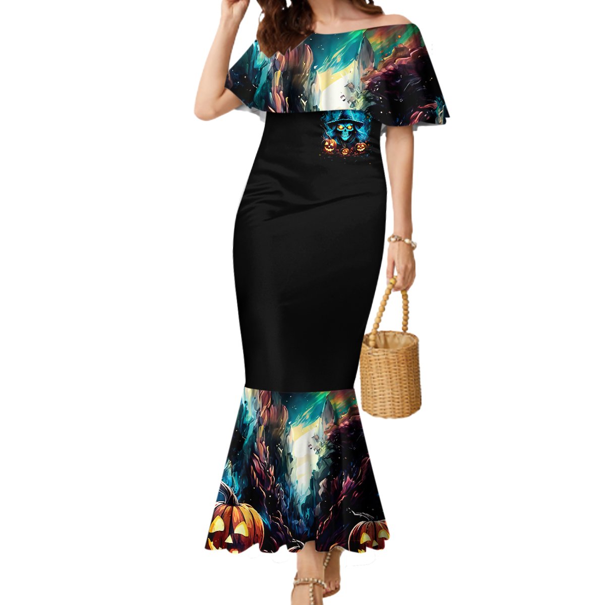 Witch Skull Halloween Mermaid Dress I Didn't Becom A Witch - Wonder Print Shop