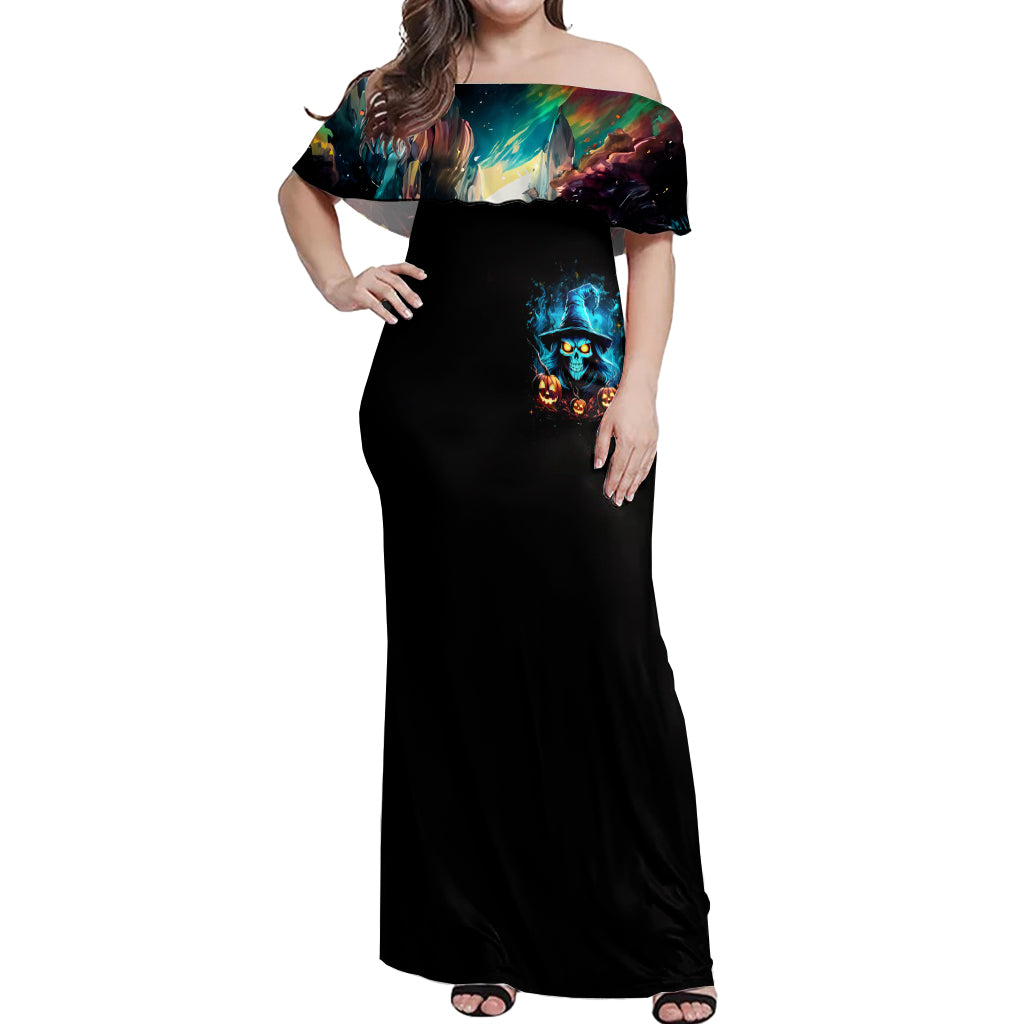 Witch Skull Halloween Off Shoulder Maxi Dress I Didn't Becom A Witch - Wonder Print Shop