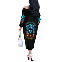 Witch Skull Halloween Off The Shoulder Long Sleeve Dress I Didn't Becom A Witch - Wonder Print Shop