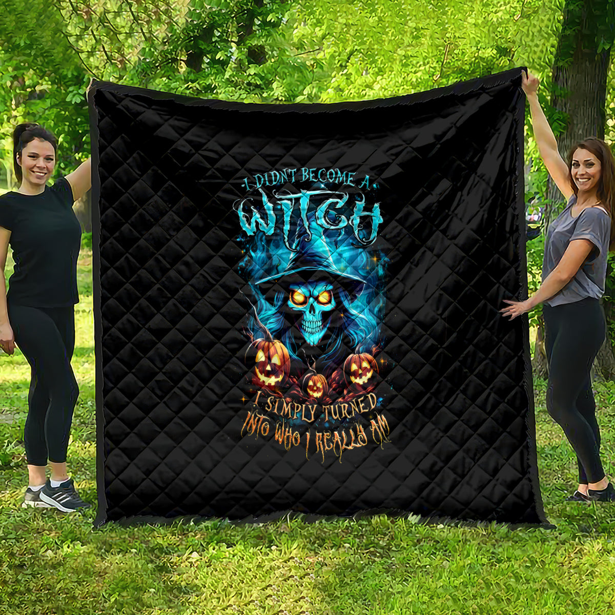 Witch Skull Halloween Quilt I Didn't Becom A Witch - Wonder Print Shop