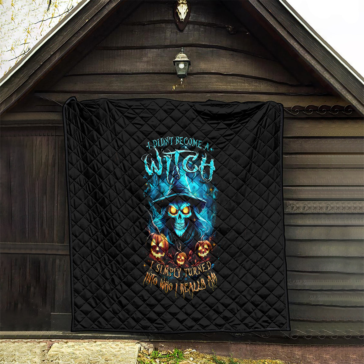 Witch Skull Halloween Quilt I Didn't Becom A Witch - Wonder Print Shop