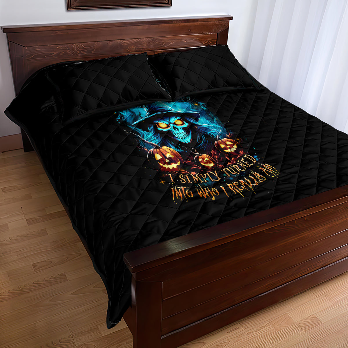 Witch Skull Halloween Quilt Bed Set I Didn't Becom A Witch - Wonder Print Shop