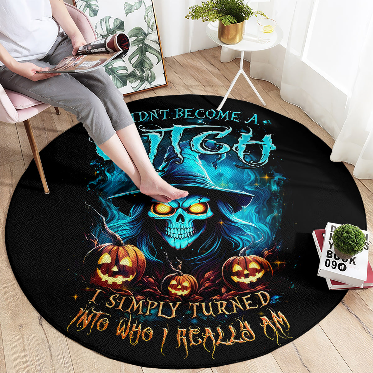 witch-skull-halloween-round-carpet-i-didnt-becom-a-witch