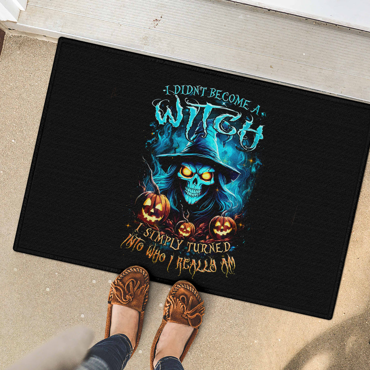Witch Skull Halloween Rubber Doormat I Didn't Becom A Witch - Wonder Print Shop