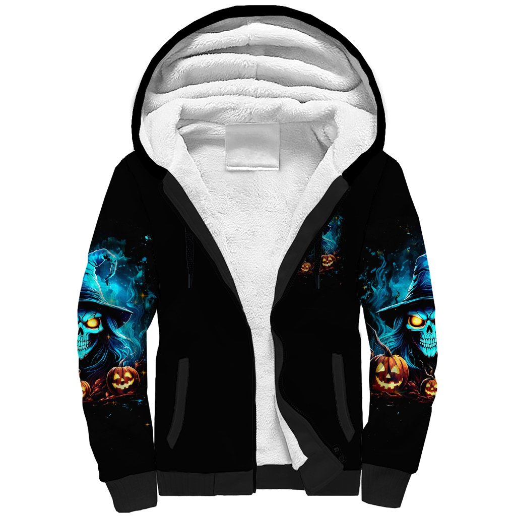Witch Skull Halloween Sherpa Hoodie I Didn't Becom A Witch - Wonder Print Shop