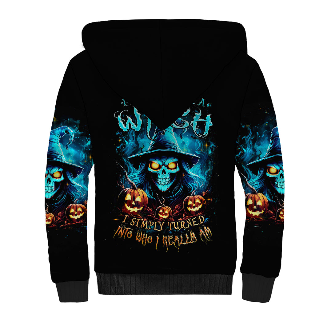 Witch Skull Halloween Sherpa Hoodie I Didn't Becom A Witch - Wonder Print Shop