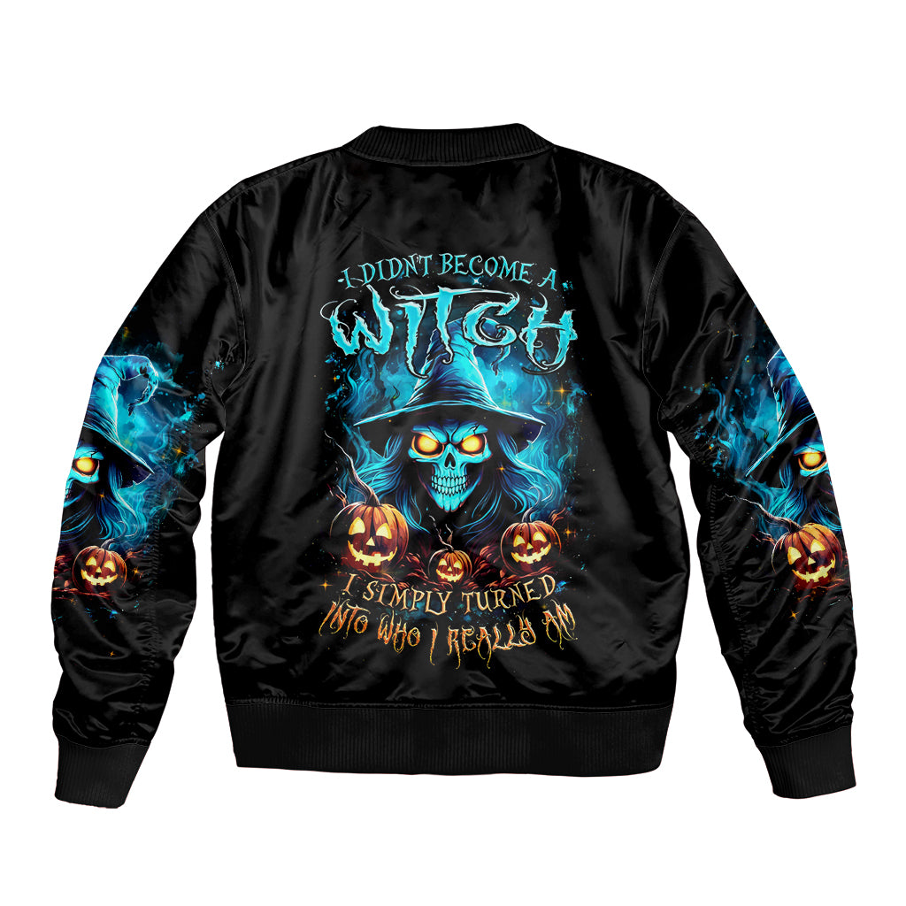 Witch Skull Halloween Sleeve Zip Bomber Jacket I Didn't Becom A Witch - Wonder Print Shop