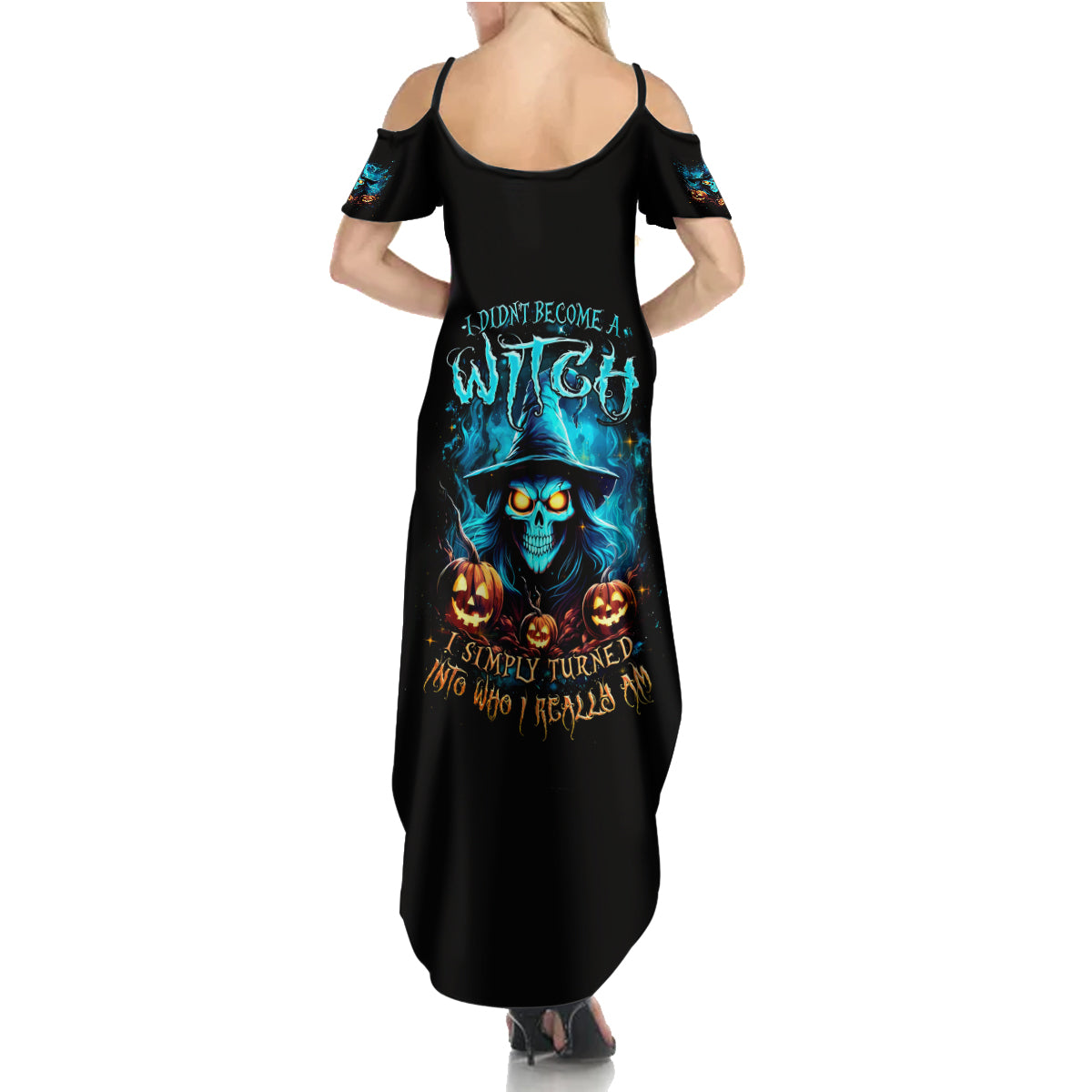 Witch Skull Halloween Summer Maxi Dress I Didn't Becom A Witch - Wonder Print Shop
