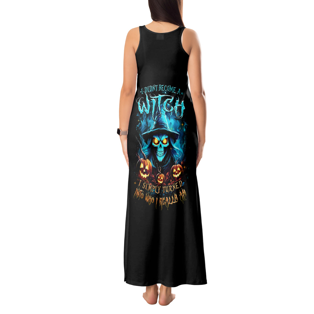 Witch Skull Halloween Tank Maxi Dress I Didn't Becom A Witch - Wonder Print Shop