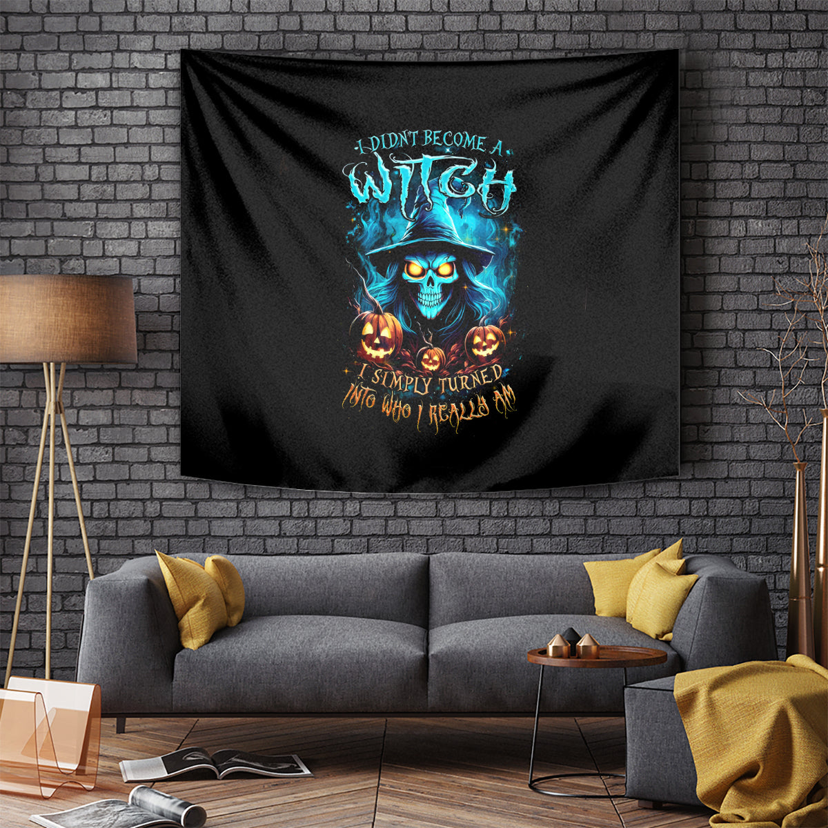 Witch Skull Halloween Tapestry I Didn't Becom A Witch - Wonder Print Shop