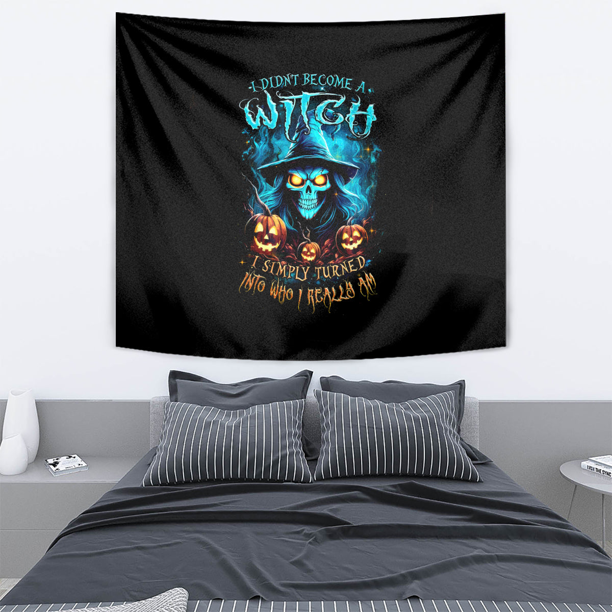 Witch Skull Halloween Tapestry I Didn't Becom A Witch - Wonder Print Shop