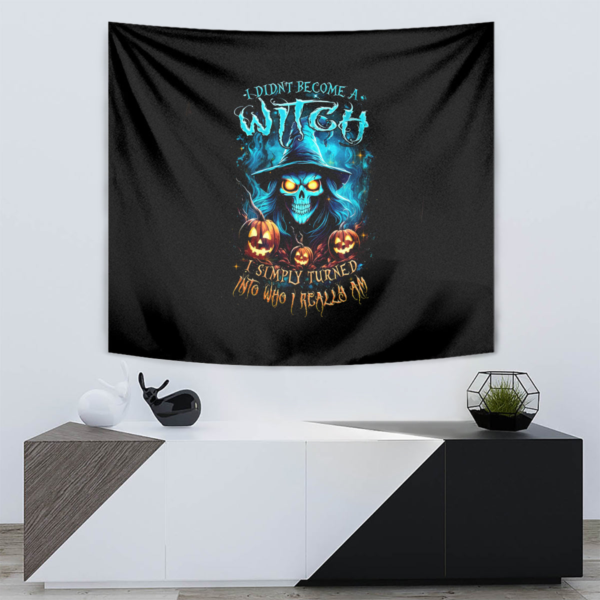 Witch Skull Halloween Tapestry I Didn't Becom A Witch - Wonder Print Shop