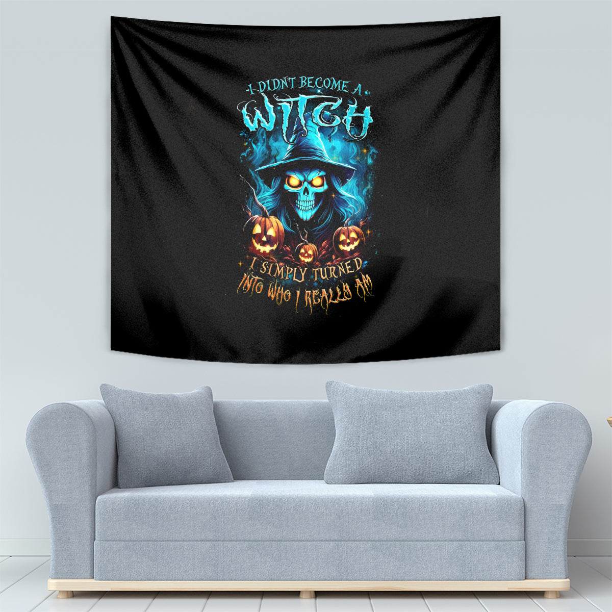 Witch Skull Halloween Tapestry I Didn't Becom A Witch - Wonder Print Shop