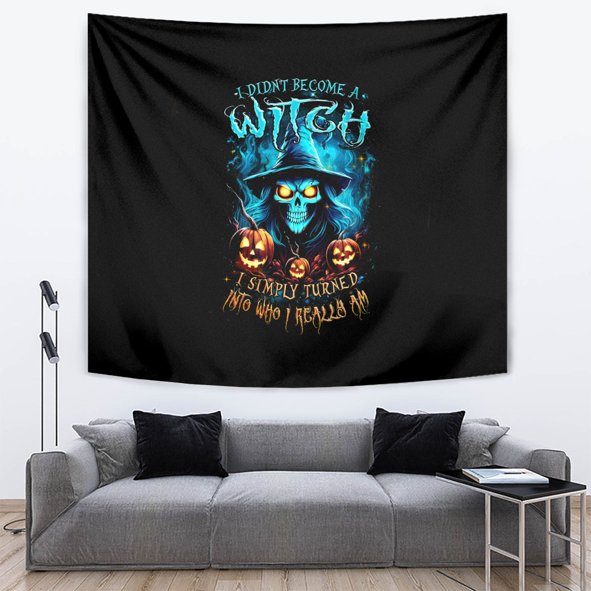 Witch Skull Halloween Tapestry I Didn't Becom A Witch - Wonder Print Shop