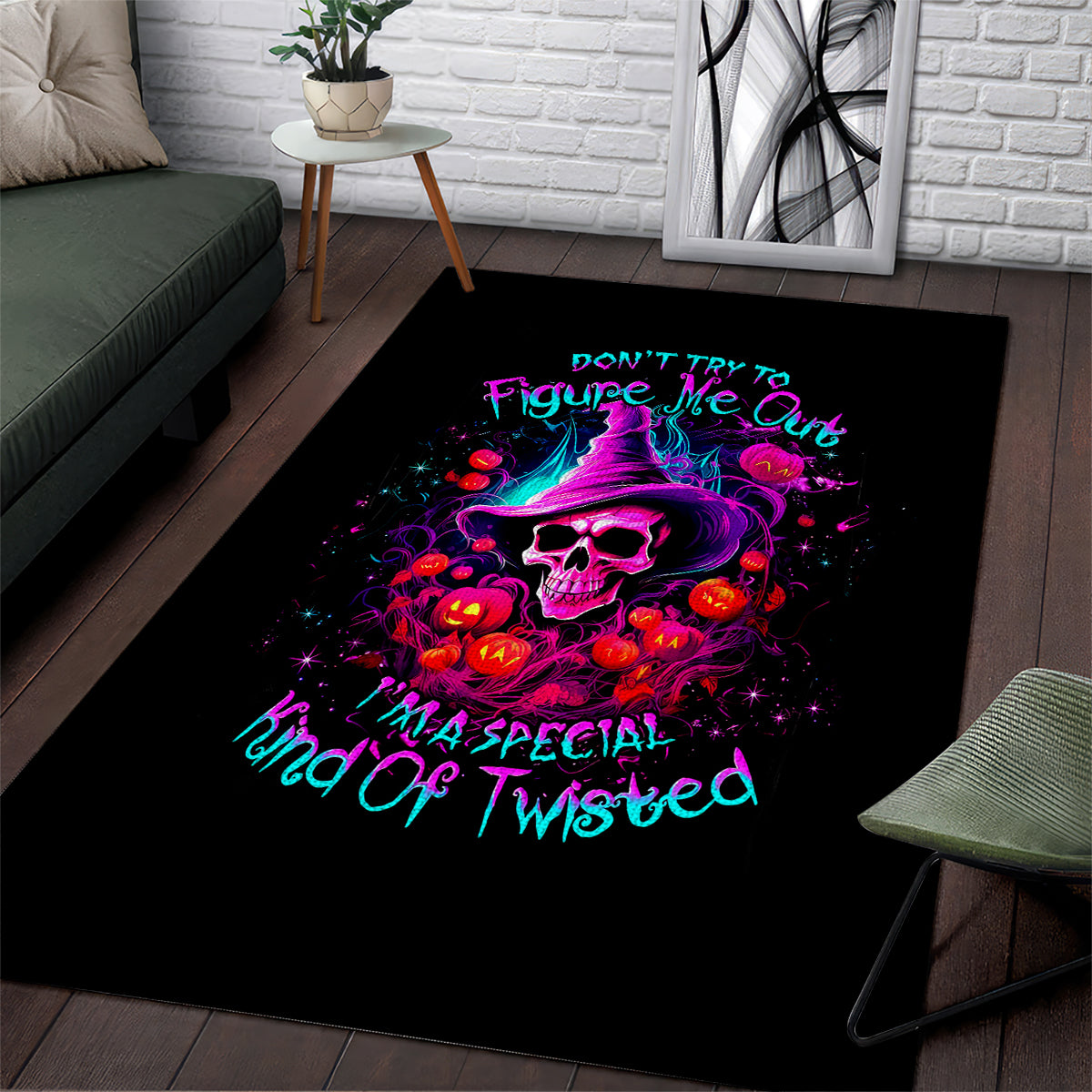 Witch Pumkin Skull Area Rug Don't Try To Figure Me Out I'm A Special - Wonder Print Shop
