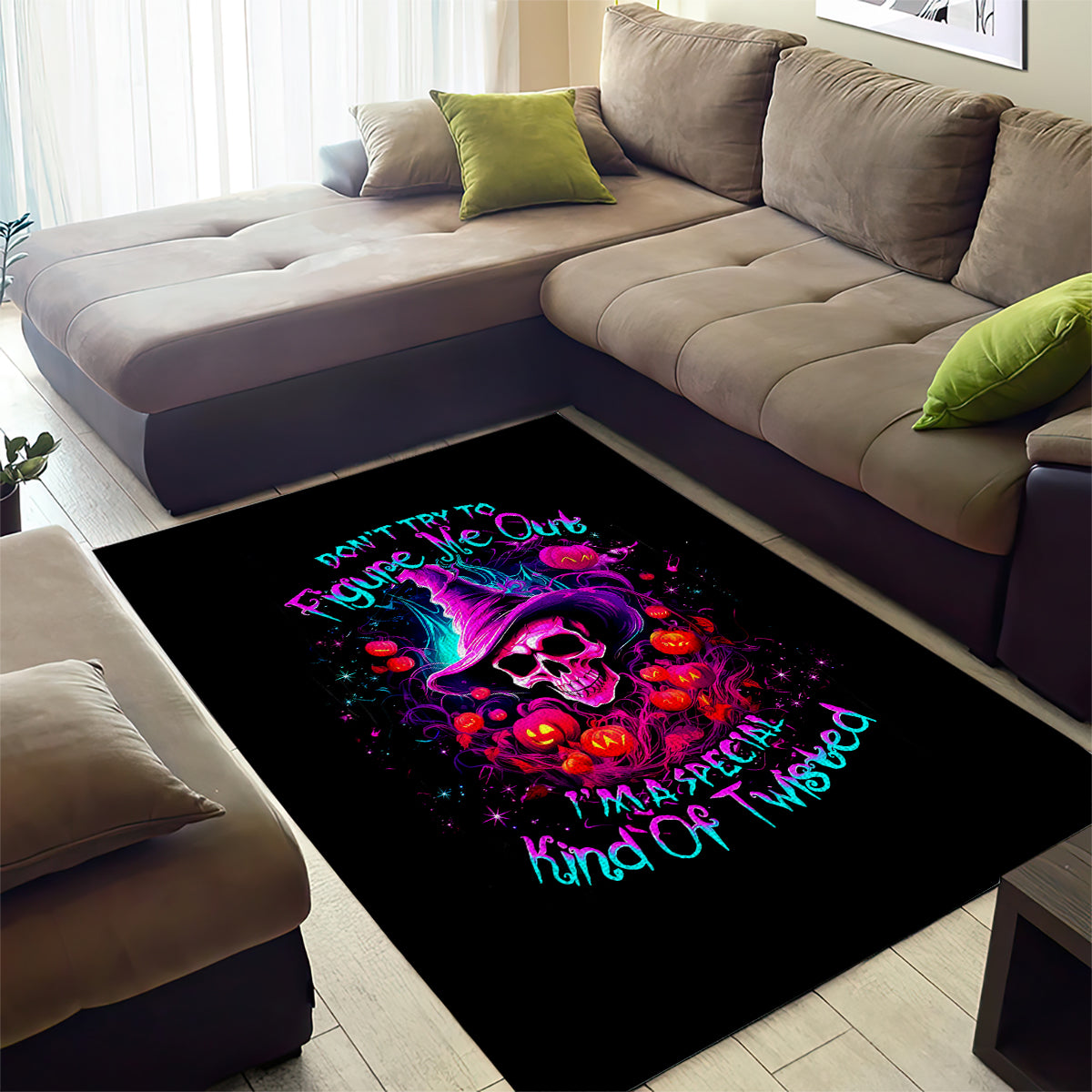 Witch Pumkin Skull Area Rug Don't Try To Figure Me Out I'm A Special - Wonder Print Shop