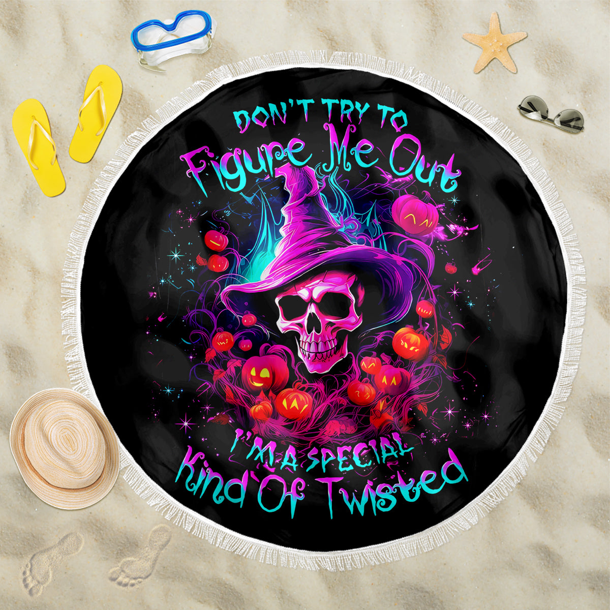 Witch Pumkin Skull Beach Blanket Don't Try To Figure Me Out I'm A Special - Wonder Print Shop