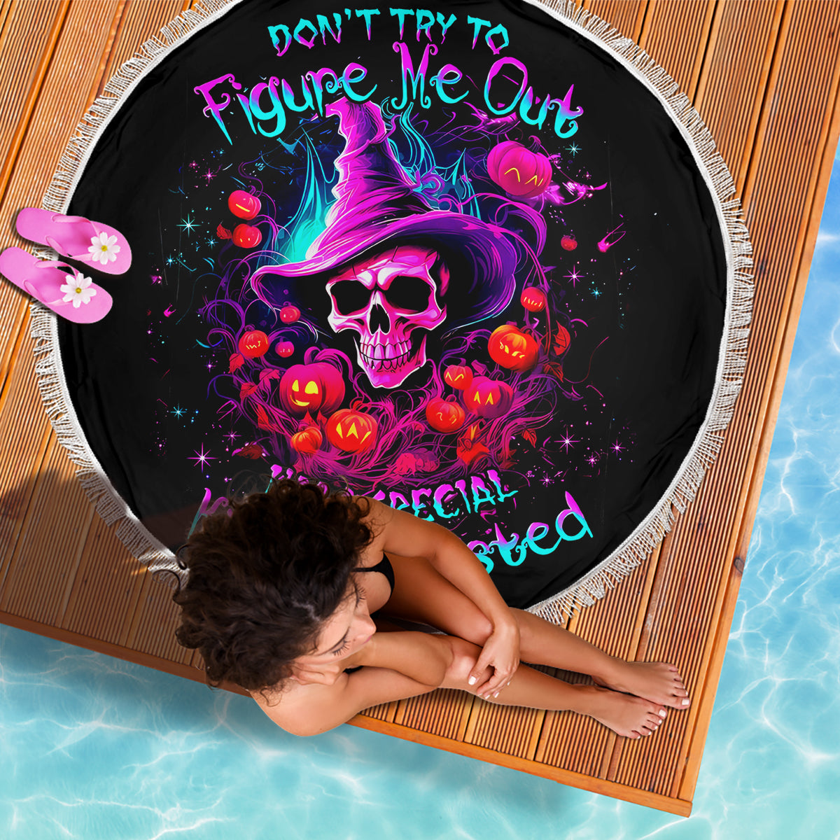 Witch Pumkin Skull Beach Blanket Don't Try To Figure Me Out I'm A Special - Wonder Print Shop