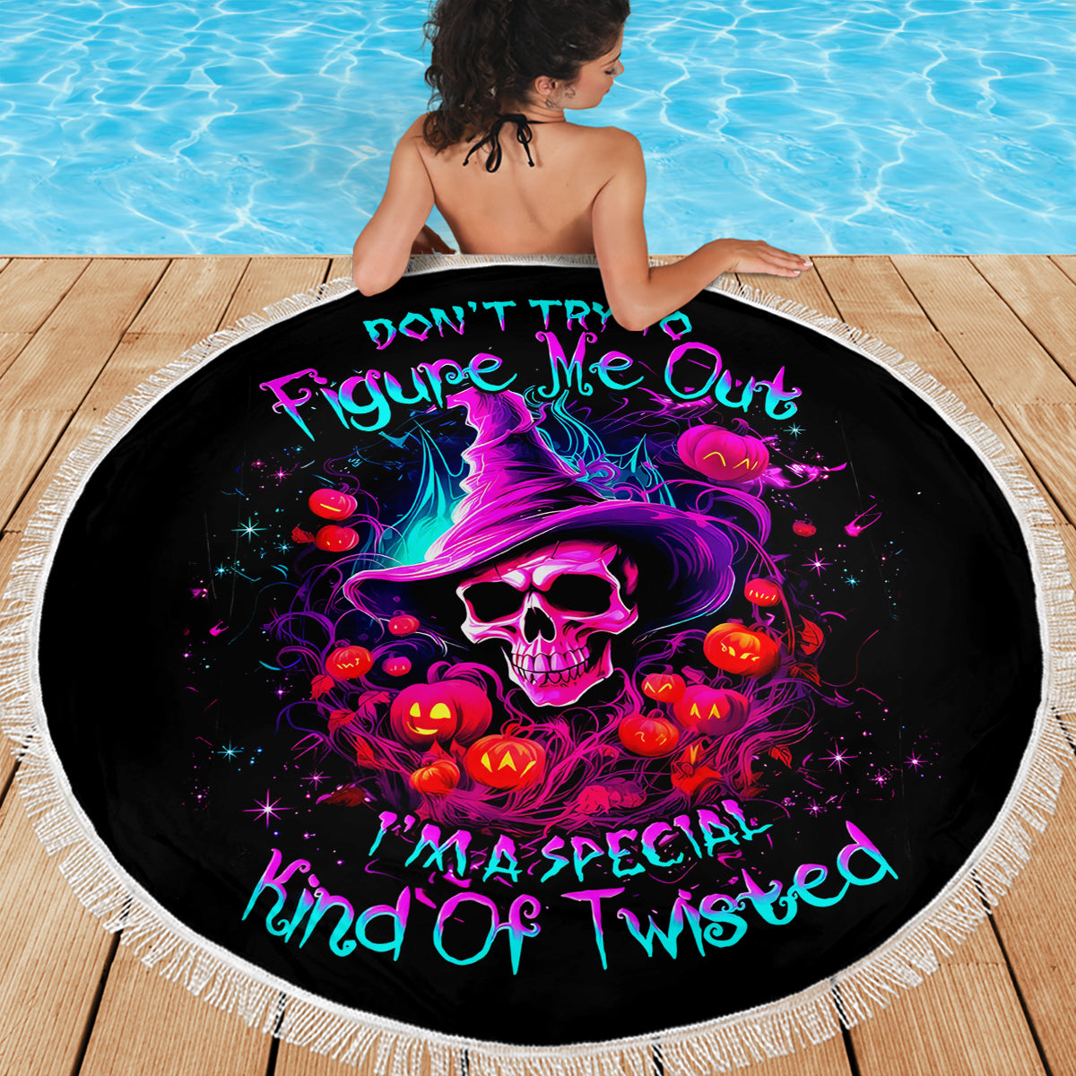 Witch Pumkin Skull Beach Blanket Don't Try To Figure Me Out I'm A Special - Wonder Print Shop