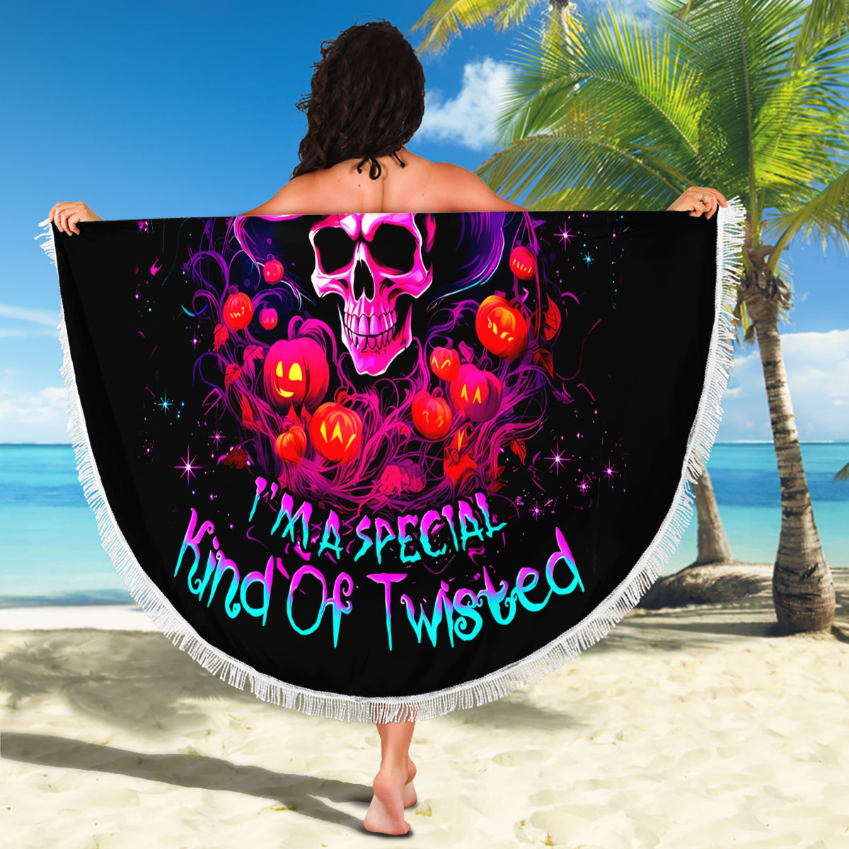 Witch Pumkin Skull Beach Blanket Don't Try To Figure Me Out I'm A Special - Wonder Print Shop