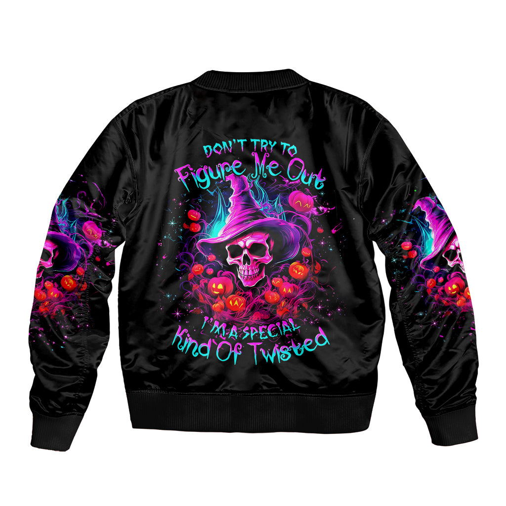 Witch Pumkin Skull Bomber Jacket Don't Try To Figure Me Out I'm A Special - Wonder Print Shop