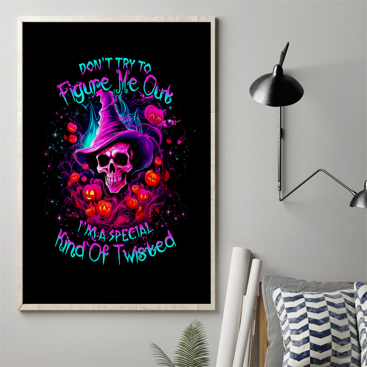 Witch Pumkin Skull Canvas Wall Art Don't Try To Figure Me Out I'm A Special - Wonder Print Shop