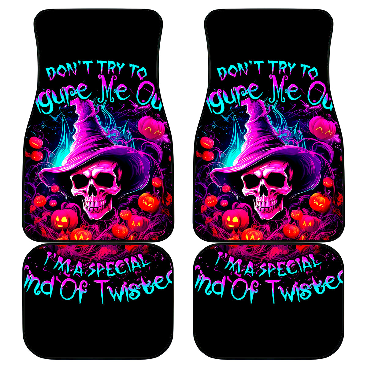 Witch Pumkin Skull Car Mats Don't Try To Figure Me Out I'm A Special - Wonder Print Shop