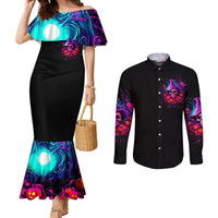 Witch Pumkin Skull Couples Matching Mermaid Dress and Long Sleeve Button Shirt Don't Try To Figure Me Out I'm A Special DT01
