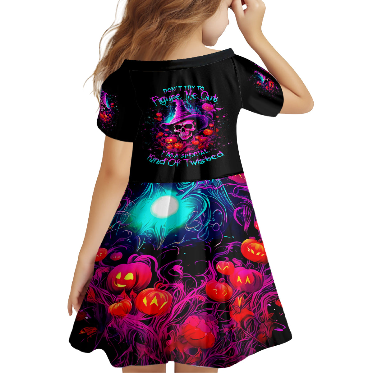 Witch Pumkin Skull Family Matching Long Sleeve Bodycon Dress and Hawaiian Shirt Don't Try To Figure Me Out I'm A Special - Wonder Print Shop
