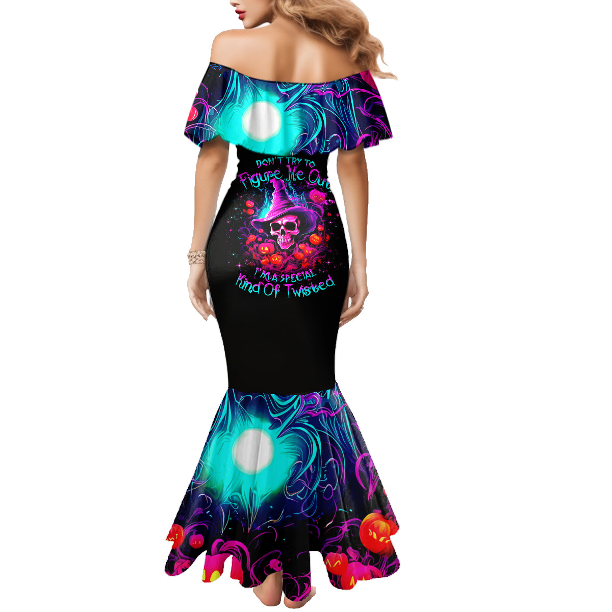 Witch Pumkin Skull Family Matching Mermaid Dress and Hawaiian Shirt Don't Try To Figure Me Out I'm A Special - Wonder Print Shop