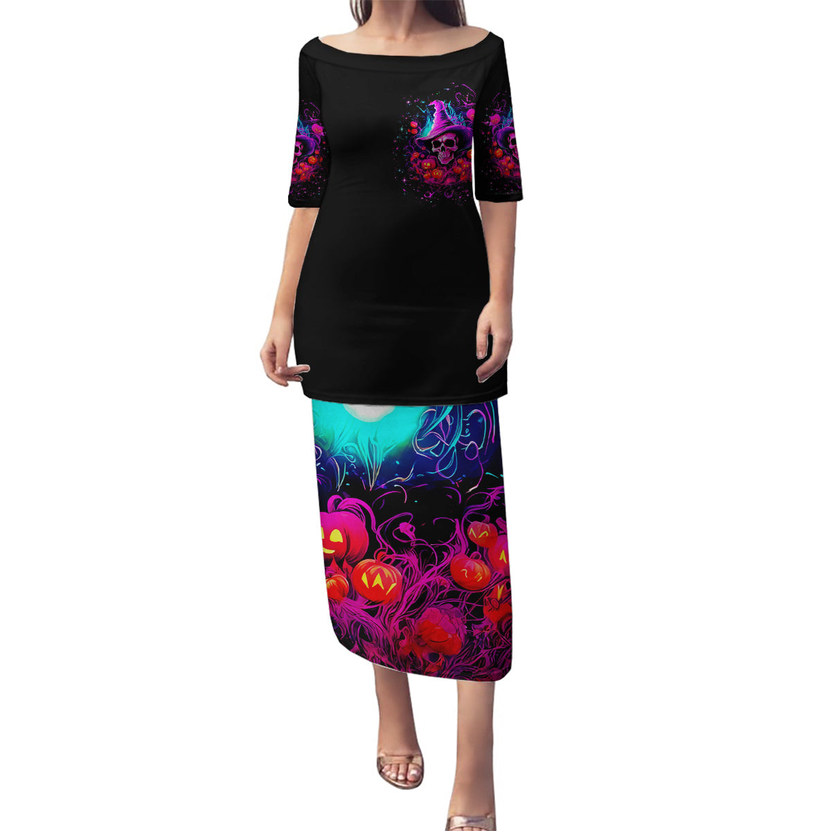 Witch Pumkin Skull Family Matching Puletasi Dress and Hawaiian Shirt Don't Try To Figure Me Out I'm A Special - Wonder Print Shop