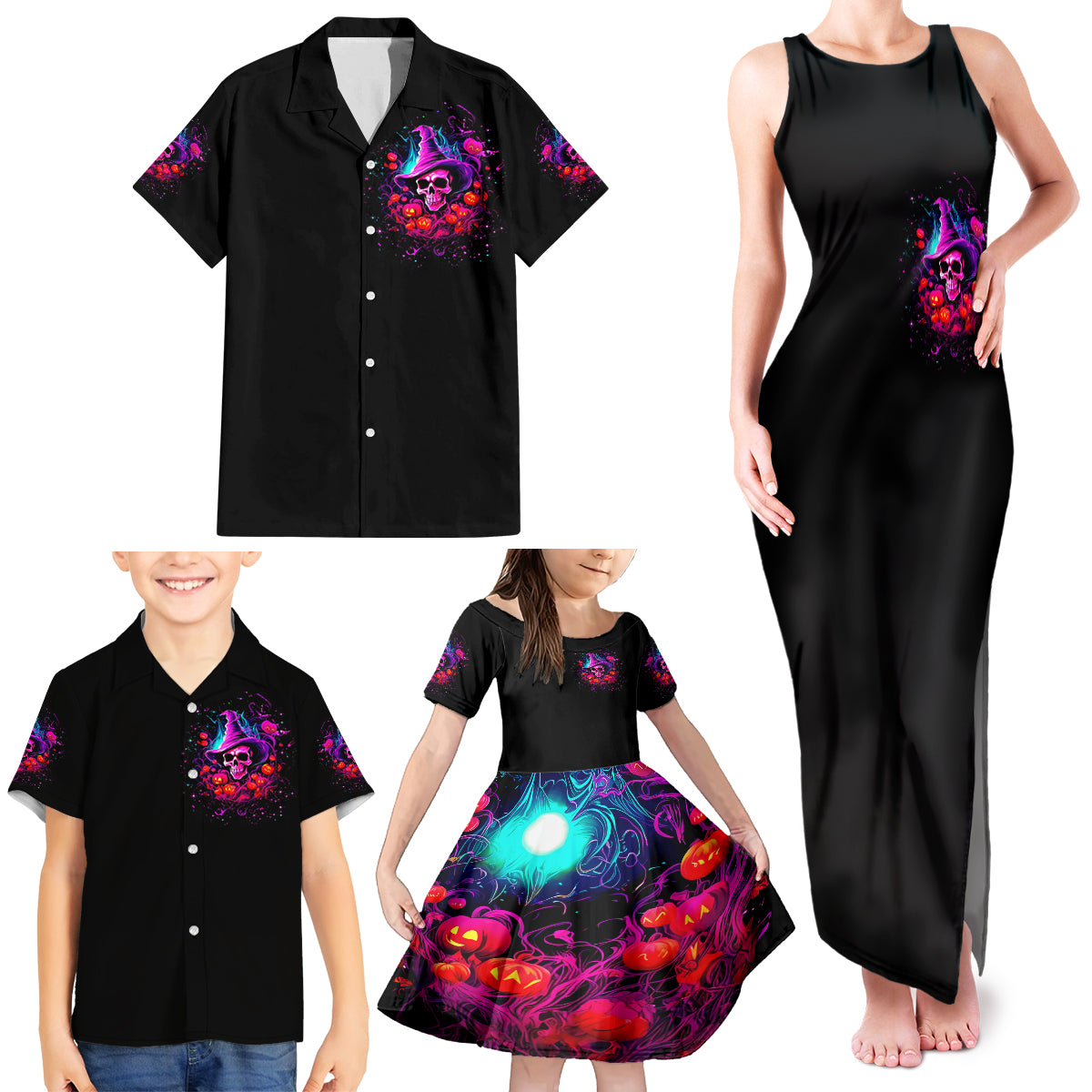 Witch Pumkin Skull Family Matching Tank Maxi Dress and Hawaiian Shirt Don't Try To Figure Me Out I'm A Special - Wonder Print Shop