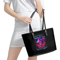 Witch Pumkin Skull Leather Tote Bag Don't Try To Figure Me Out I'm A Special - Wonder Print Shop